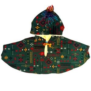 One Old Button | Green Hooded Poncho | Girls Size 18-24M